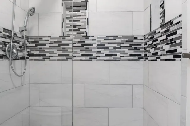 a bathroom with shower