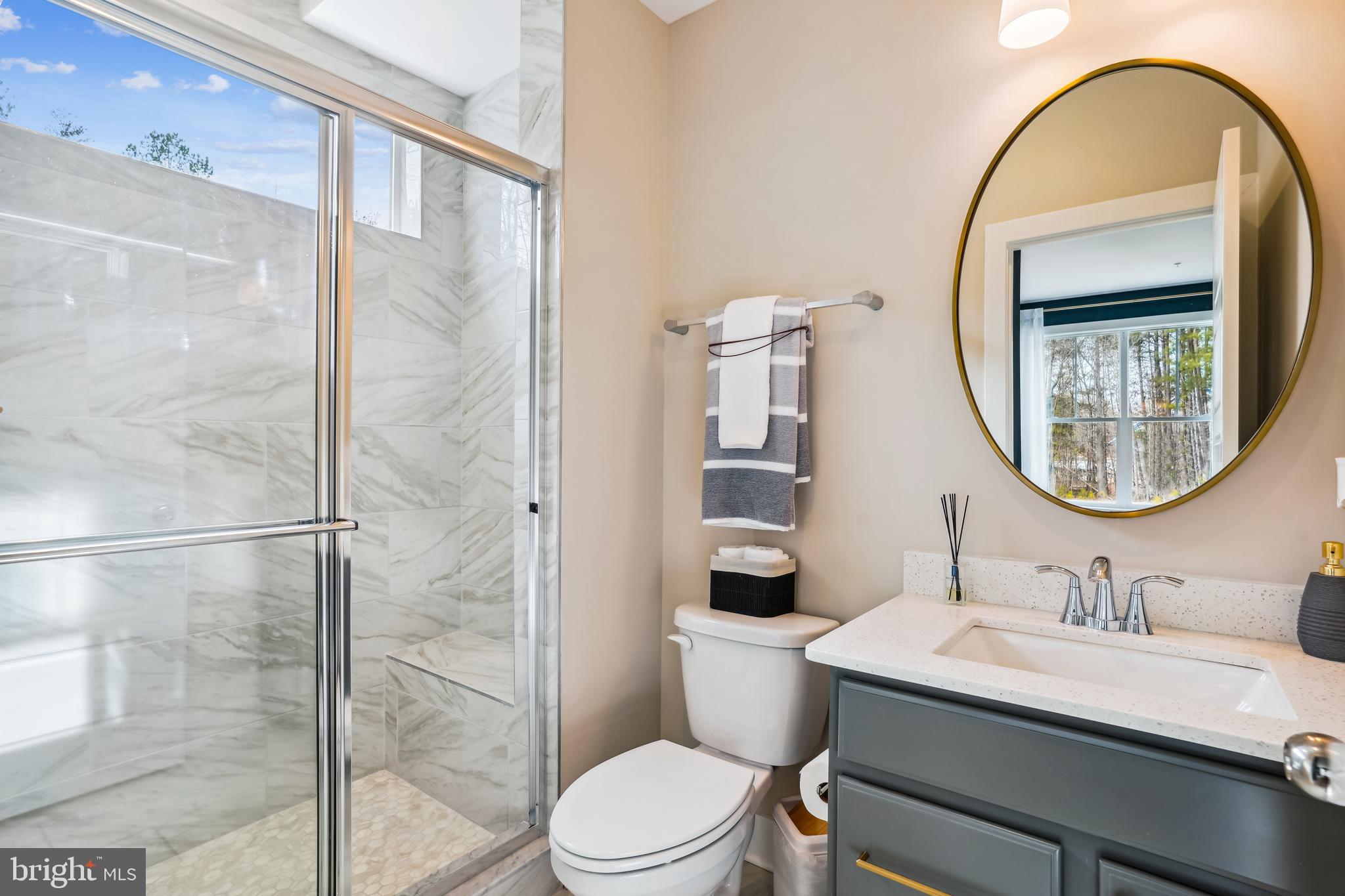 4996 Ilchester Road Ellicott City, MD 21043 - Photo 55 of 74 a bathroom with a sink a toilet and a mirror