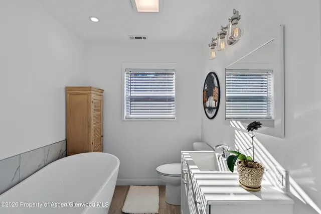 a bathroom with a toilet a sink and mirror