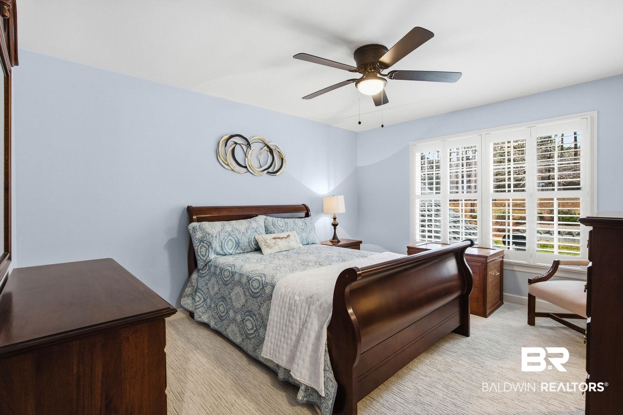 31515 Rhett Drive Spanish Fort, AL 36527 - Photo 52 of 100 Bedroom 3 measures 12' x 13' 10' and has a large walk in closet with wooden shelving, a ceiling fan and plantation shutters. This bedroom connects with the Jack and Jill Bathroom.