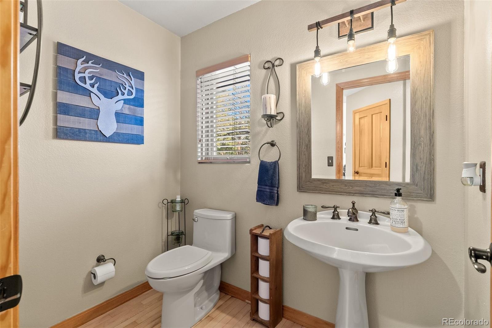 420 Stagecoach Boulevard Evergreen, CO 80439 - Photo 34 of 49 a bathroom with a sink toilet and mirror