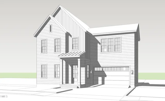 a view of a house with a small white house