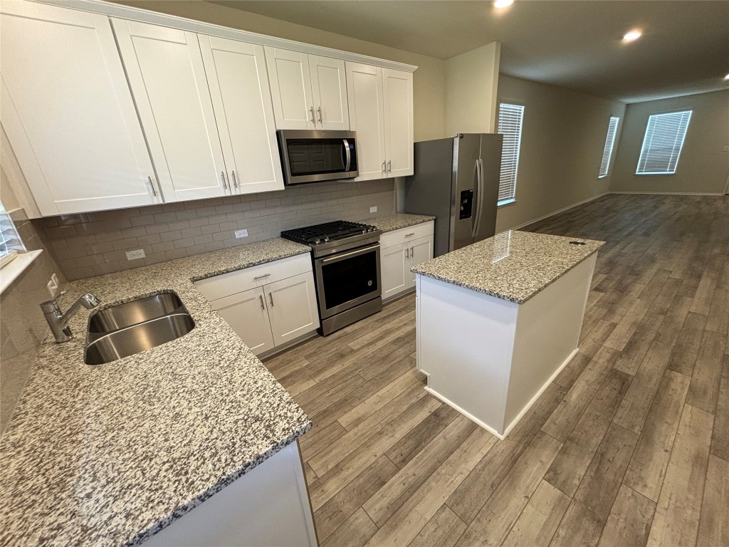 344 Tree Nut Loop Buda, TX 78610 - Photo 4 of 22 a kitchen with a sink stove and refrigerator