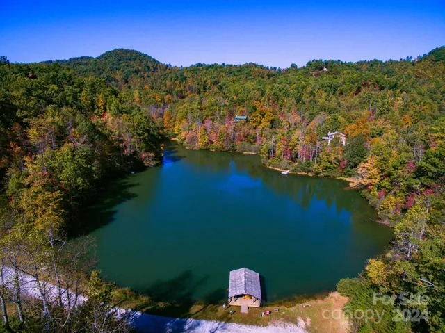 a view of a lake with a mountain in the background