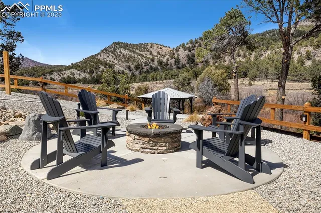 a view of a terrace with sitting area