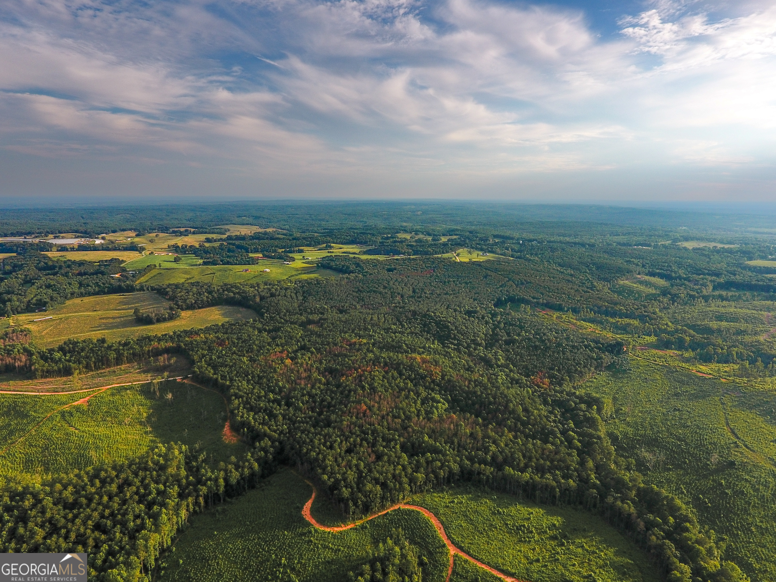 a view of a lake with a city