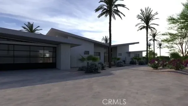 a front view of a house having patio