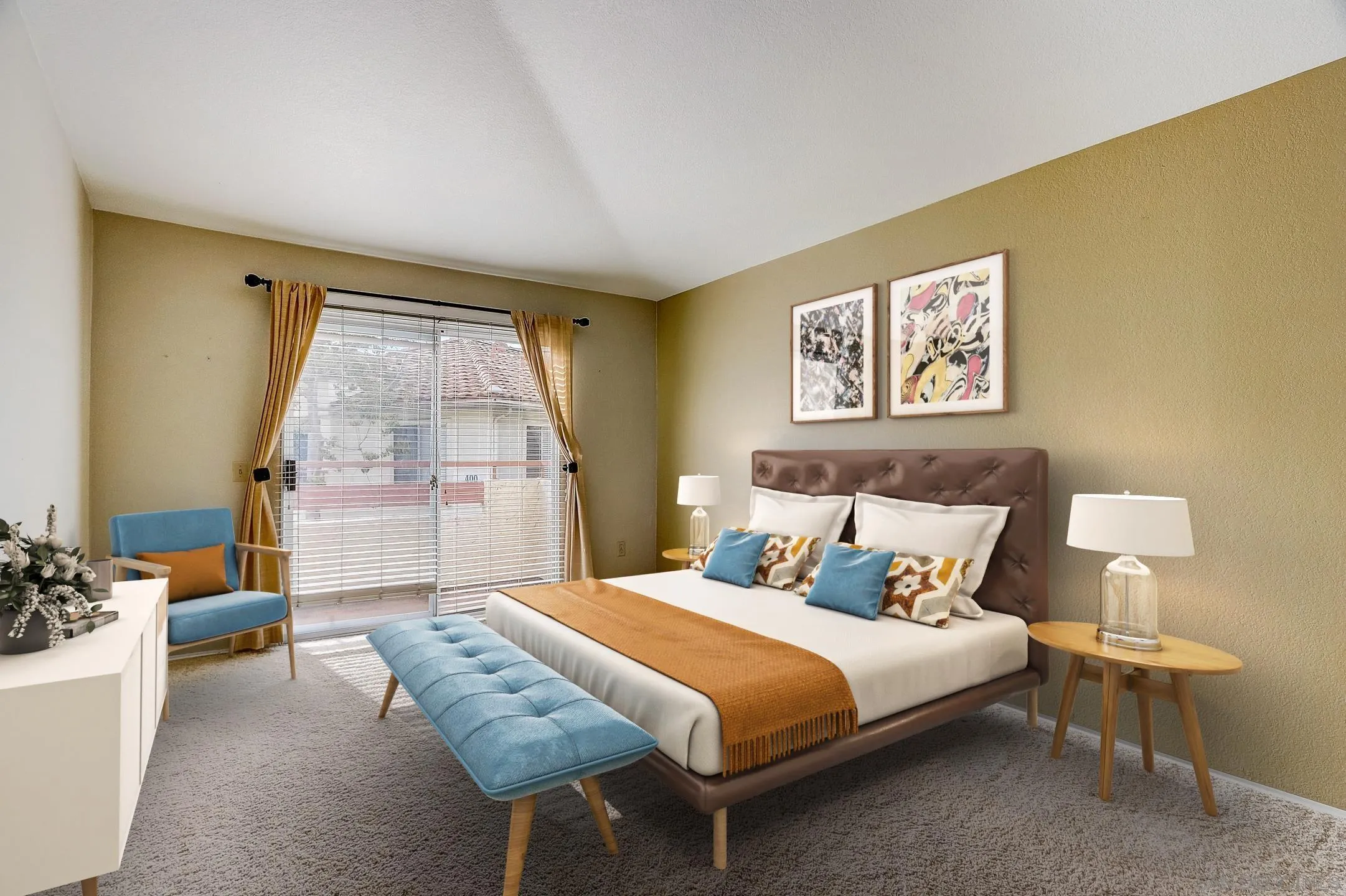 405 Ribbon Beach Way, Unit 249 Oceanside, CA 92058 - Photo 13 of 34 a bedroom with a bed and a couch