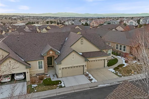 an aerial view of a house