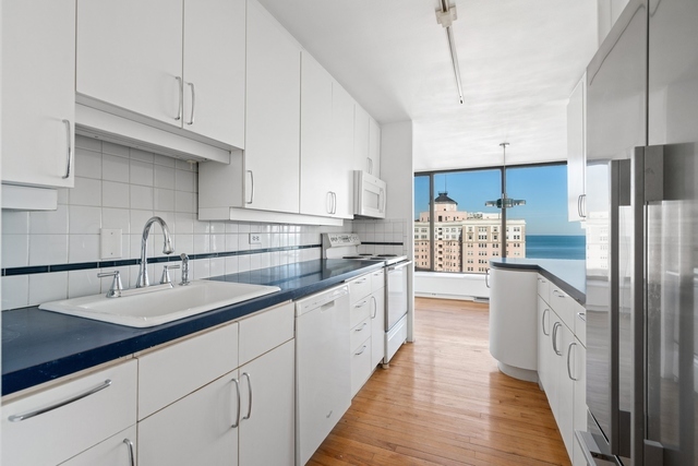 5455 North Sheridan Road, Unit 2301 Chicago, IL 60640 - Photo 7 of 18 a kitchen with granite countertop a sink and stainless steel appliances