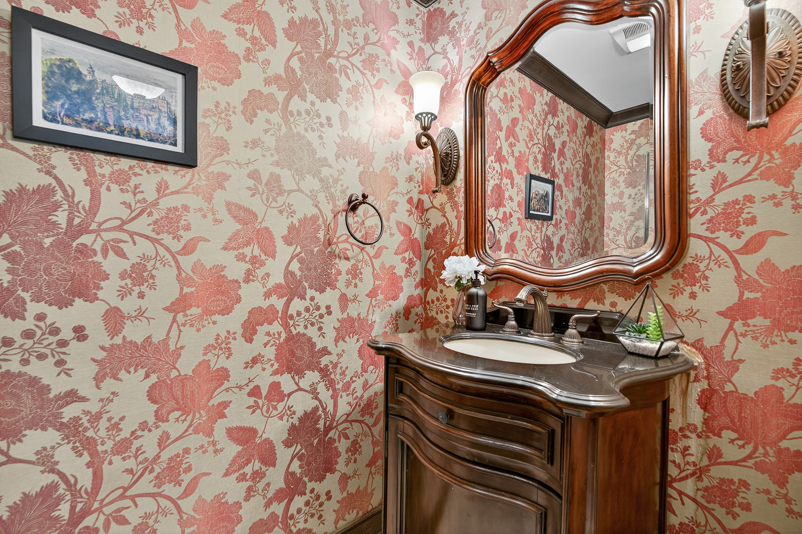 1886 West Clover Drive Inverness, IL 60067 - Photo 13 of 45 a bathroom with a sink and a mirror with painted walls