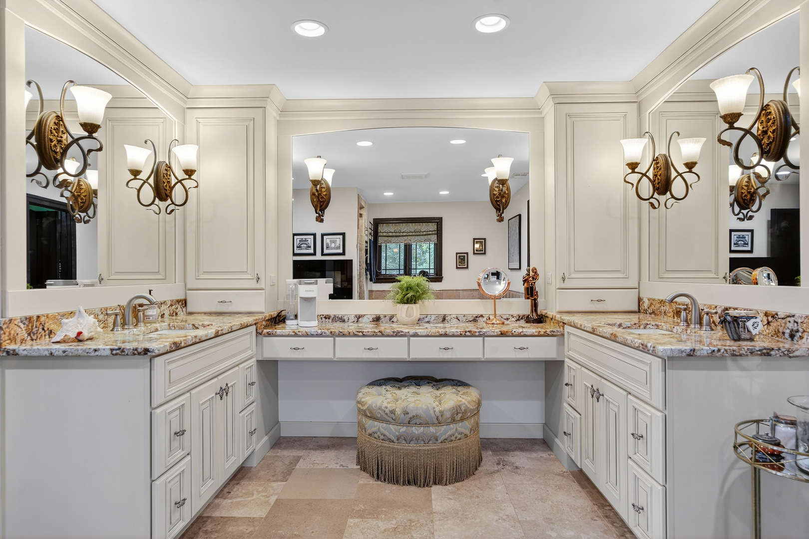 1886 West Clover Drive Inverness, IL 60067 - Photo 20 of 45 a bathroom with a granite countertop sink and a mirror