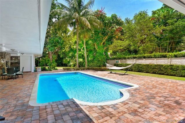 a view of a swimming pool with an outdoor space