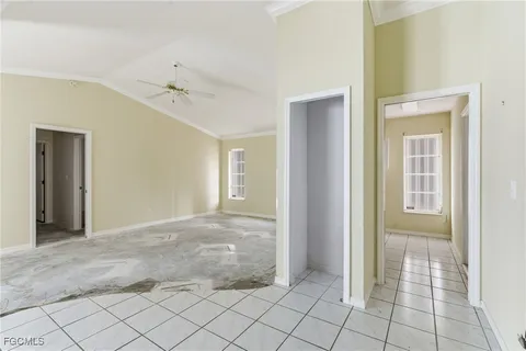 a view of a refrigerator in a room