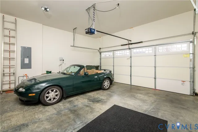 a car parked in a garage