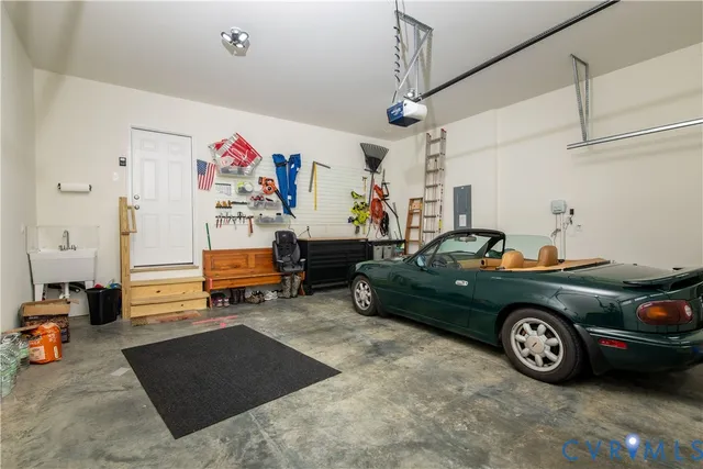 a car parked in a garage