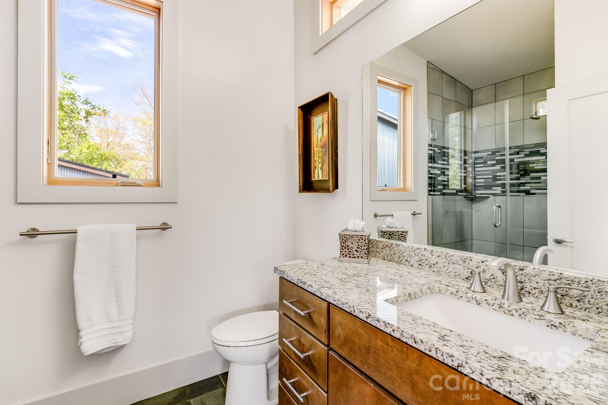 14 Sulphur Springs Road Asheville, NC 28806 - Photo 15 of 29 a bathroom with a granite countertop sink toilet and shower