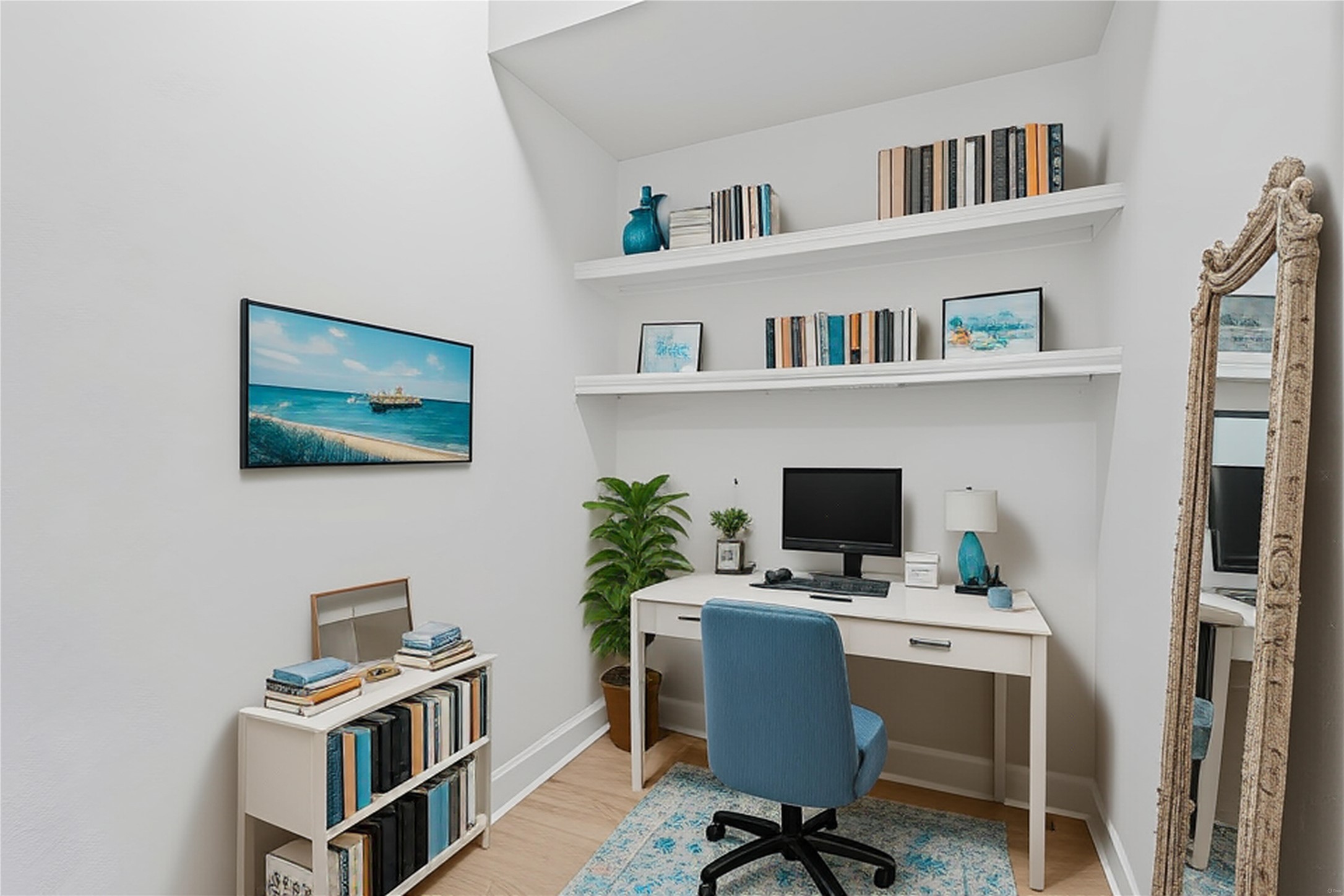 7701 Rialto Boulevard, Unit 1412 Austin, TX 78735 - Photo 15 of 30 a view of a workspace with furniture and a bookshelf