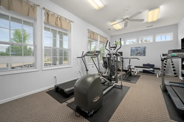 a view of a room with gym equipment