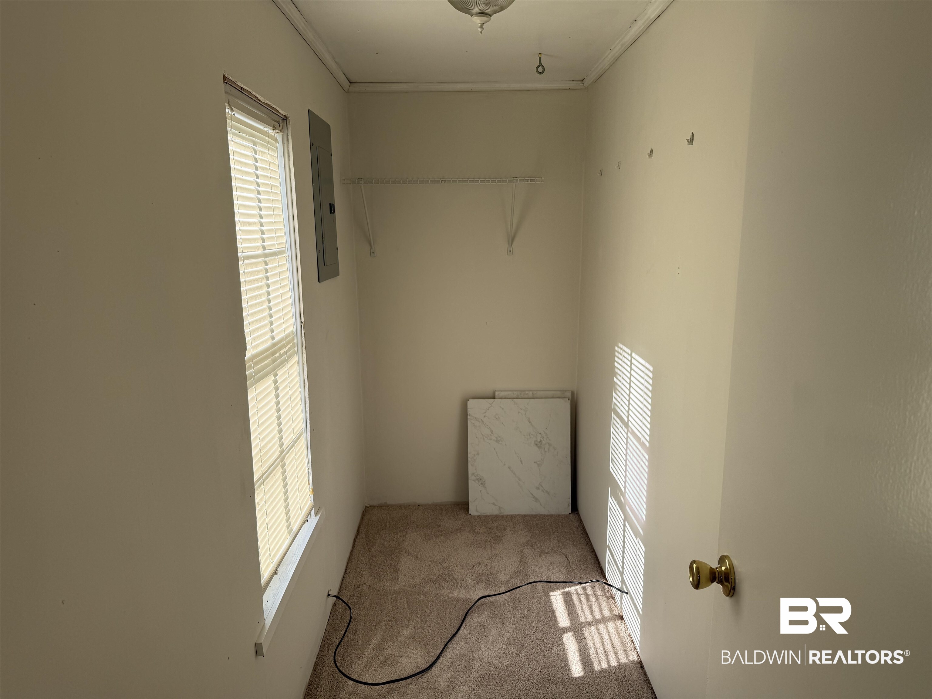 3630 Highway 29 Brewton, AL 36426 - Photo 11 of 13 Interior space featuring ornamental molding, electric panel, and carpet flooring