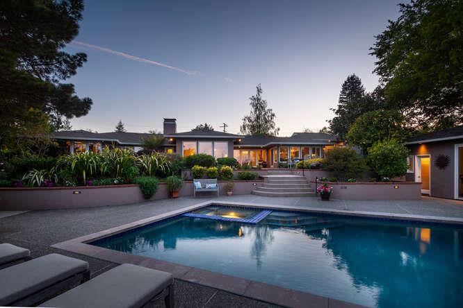 840 Longview Road Hillsborough, CA 94010 - Photo 46 of 49 a view of house with swimming pool yard and outdoor seating