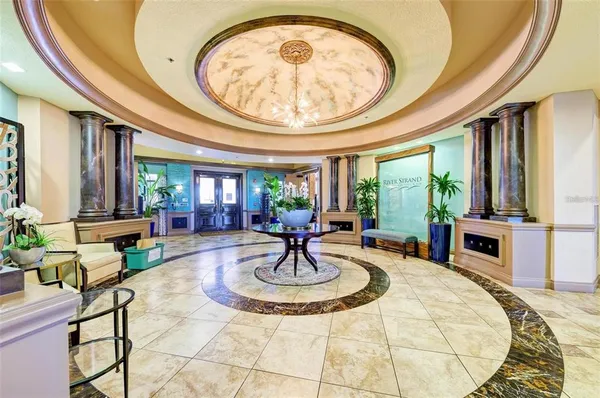 a view of a park with plants and trees