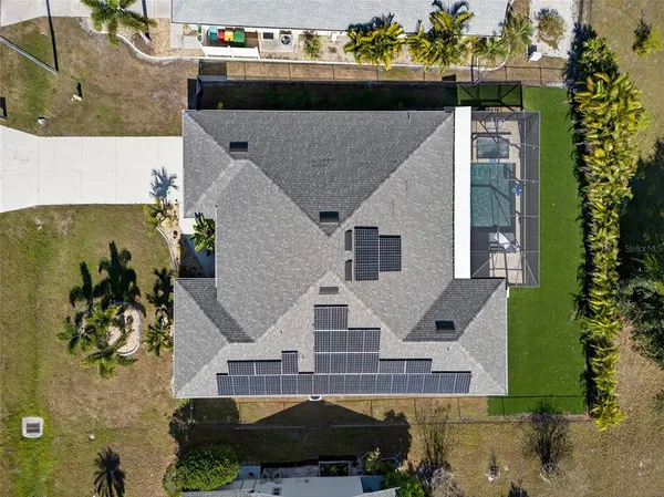 an aerial view of a house