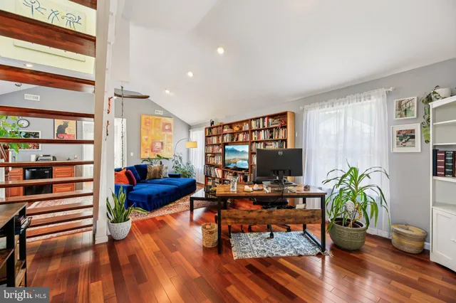 a view of a lake with a sitting area