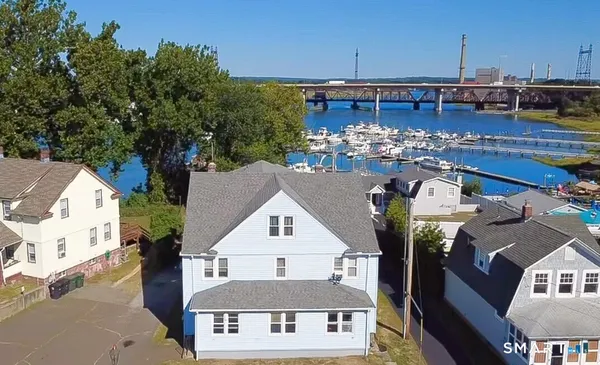 an aerial view of a house