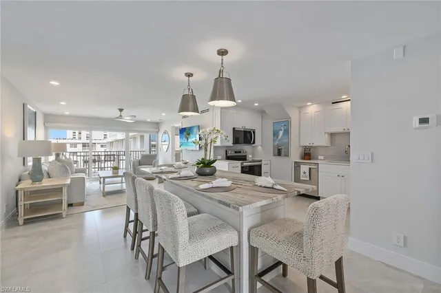 a view of a dining room and livingroom