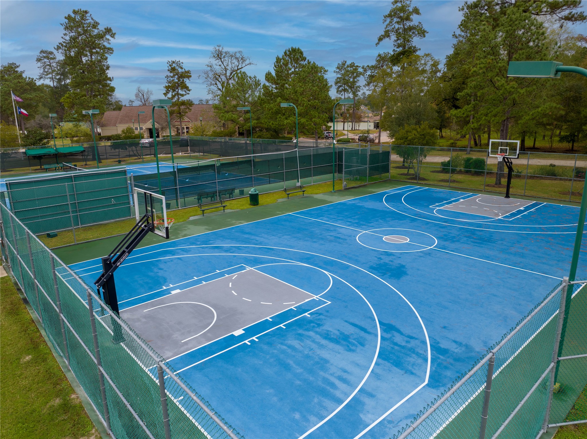 4227 Maple Rapids Lane Spring, TX 77386 - Photo 16 of 16 a view of a tennis ground with large trees