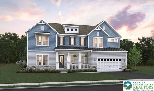 a view of a big house with a big yard and large trees