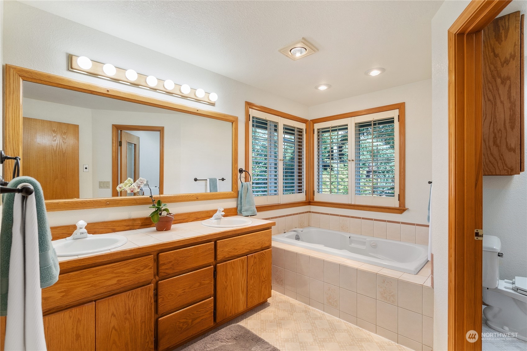 2540 Walnut Loop Northwest Olympia, WA 98502 - Photo 22 of 30 a spacious bathroom with a tub sink and mirror