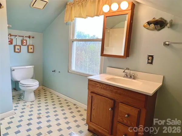 a bathroom with a sink toilet and mirror
