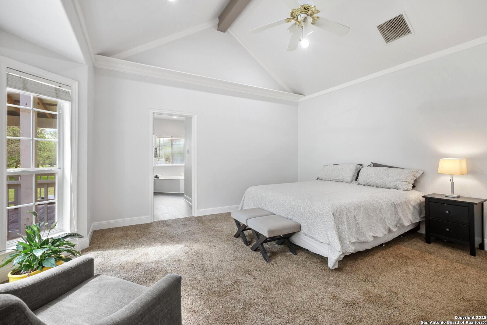 341 Indigo Run Drive Bulverde, TX 78163 - Photo 22 of 37 a spacious bedroom with a bed and a chandelier