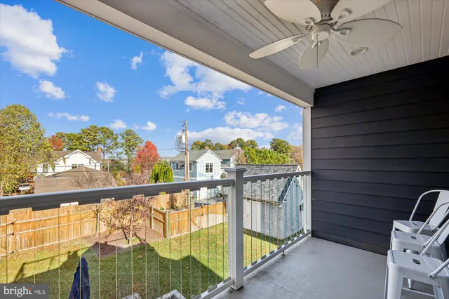 a view of balcony with furniture