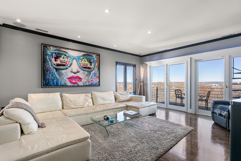 227 Summit Avenue, Unit E401 Brookline, MA 02446 - Photo 2 of 38 a living room with furniture and a large window