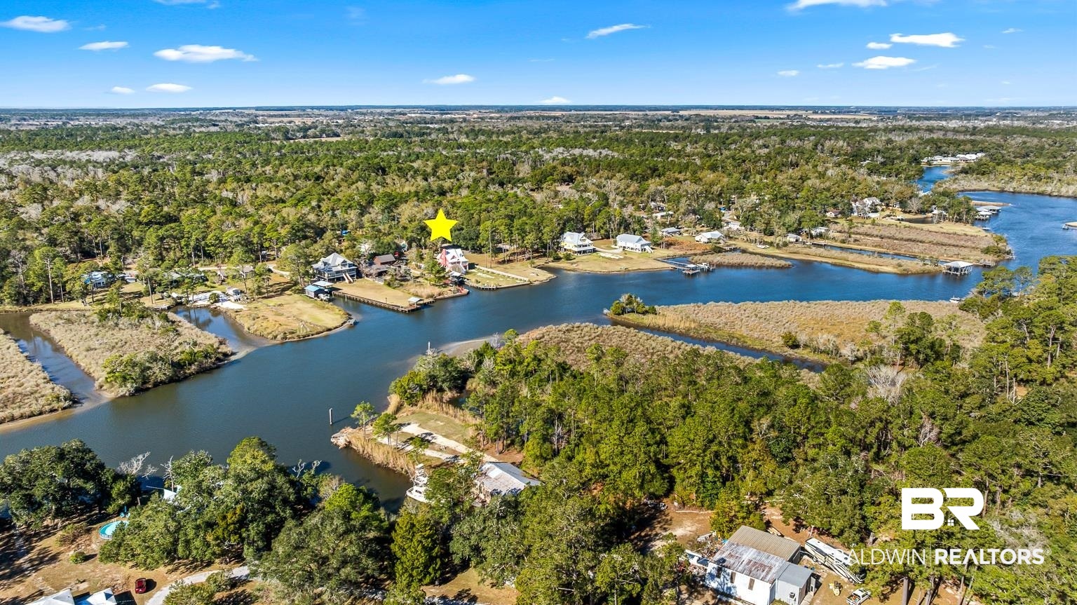 6801 Piney Woods Road Foley, AL 36535 - Photo 59 of 74 Aerial overview of property's location featuring a large body of water and a forest
