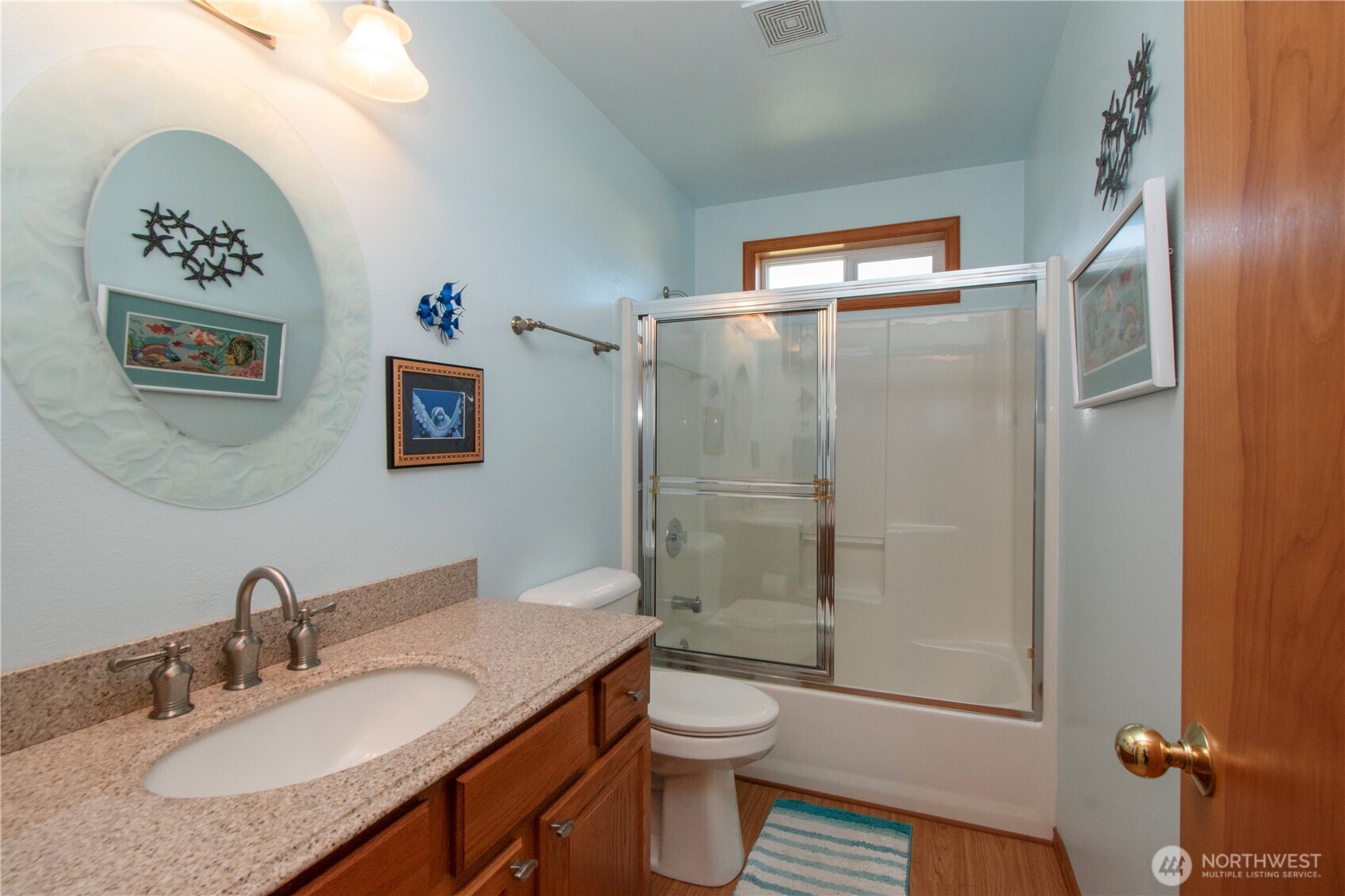 101 Timothy Lane Sequim, WA 98382 - Photo 21 of 39 a bathroom with a granite countertop sink toilet and shower