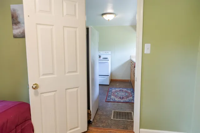 a view of a yard with trees