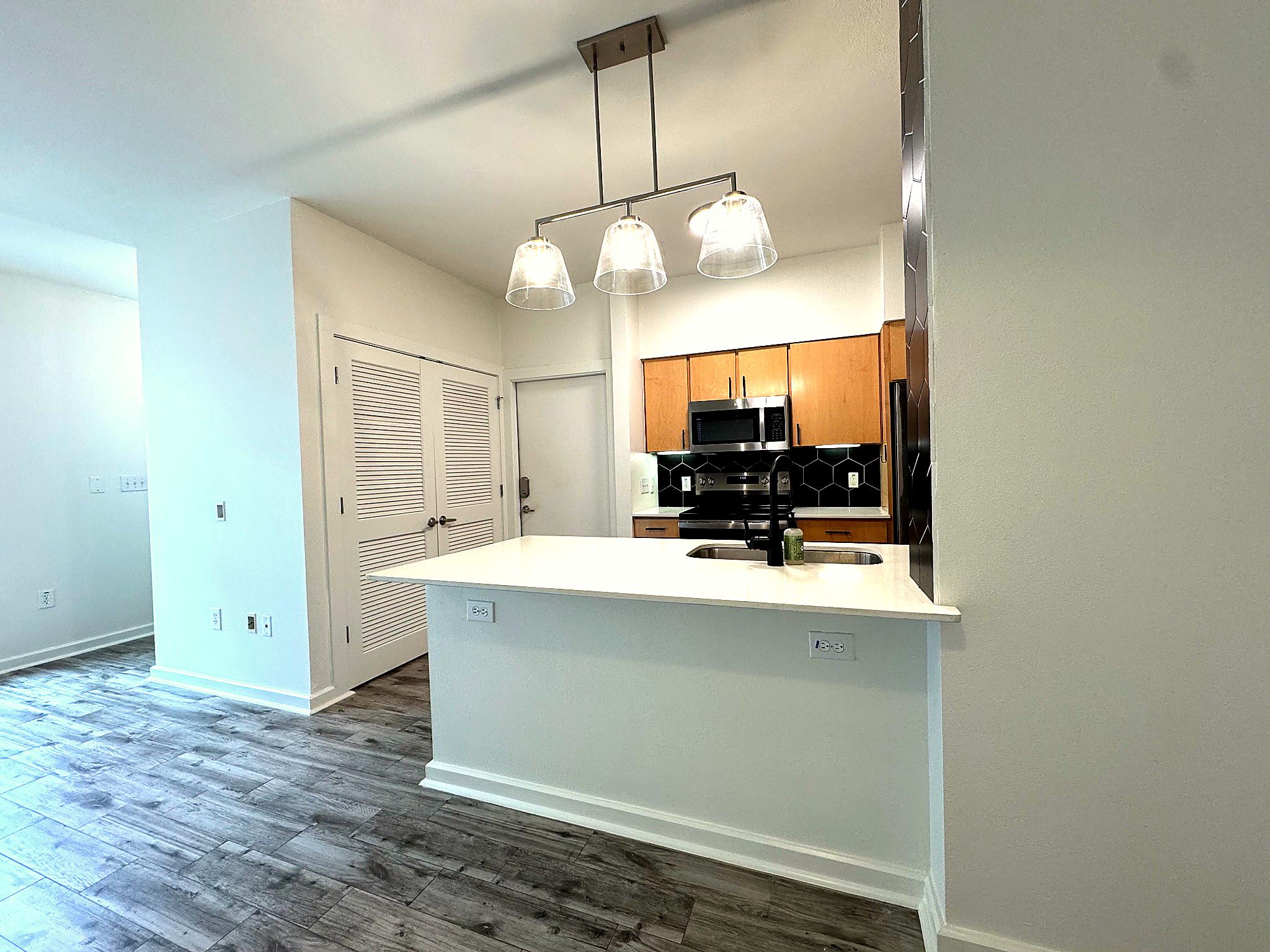 1201 Grove Boulevard, Unit 1701 Austin, TX 78741 - Photo 2 of 10 a view of kitchen with sink microwave and refrigerator