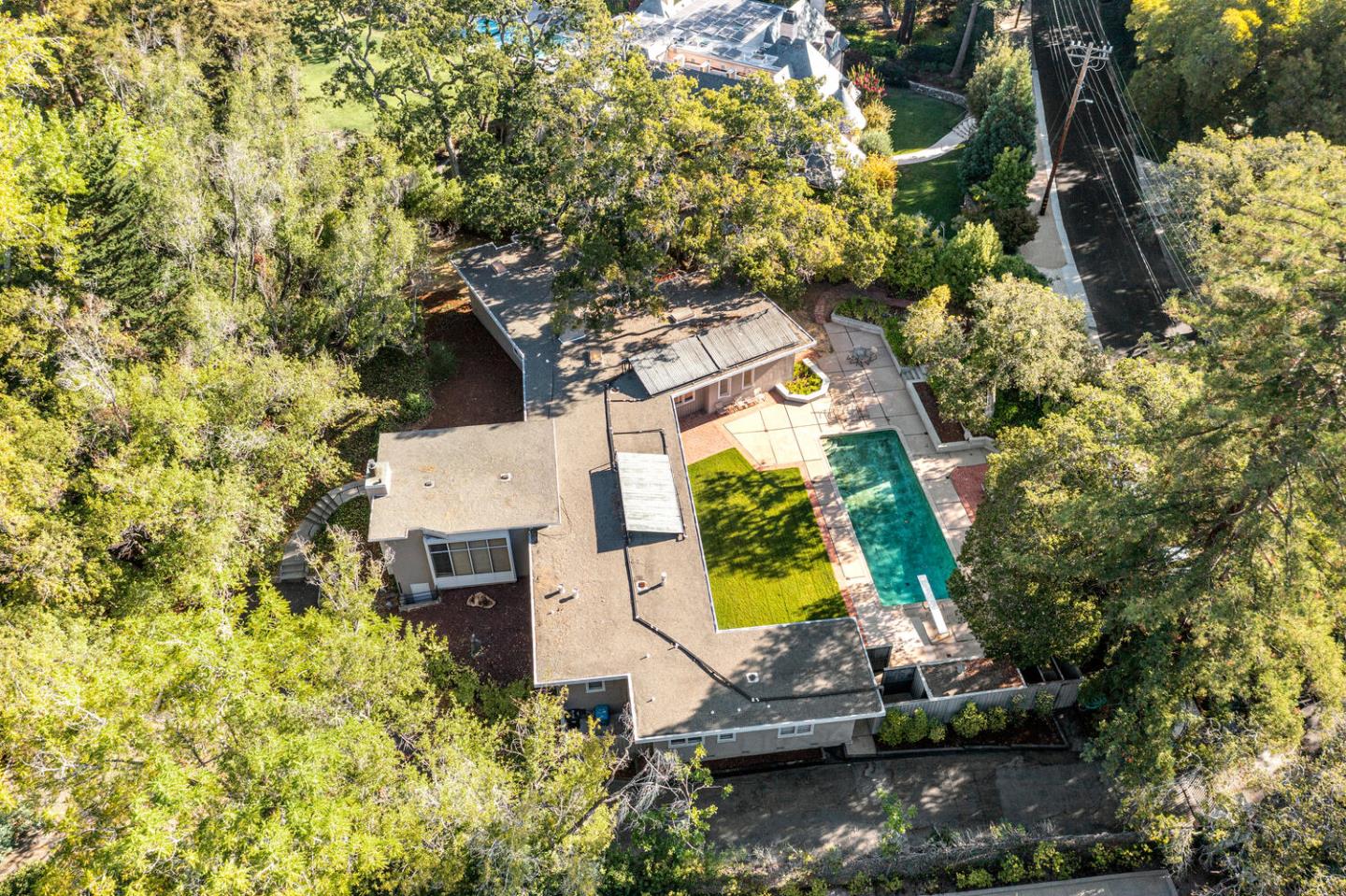170 Bridge Road Hillsborough, CA 94010 - Photo 15 of 15 an aerial view of a house with a swimming pool