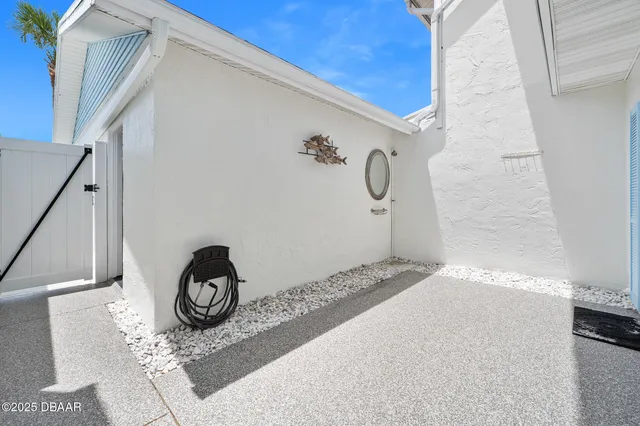 a front view of a house with a door