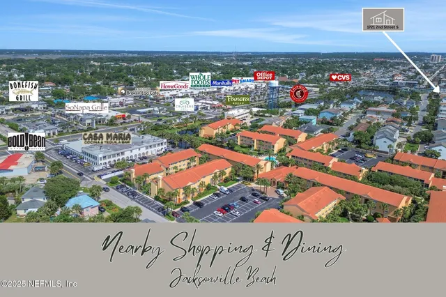 an aerial view of multiple house