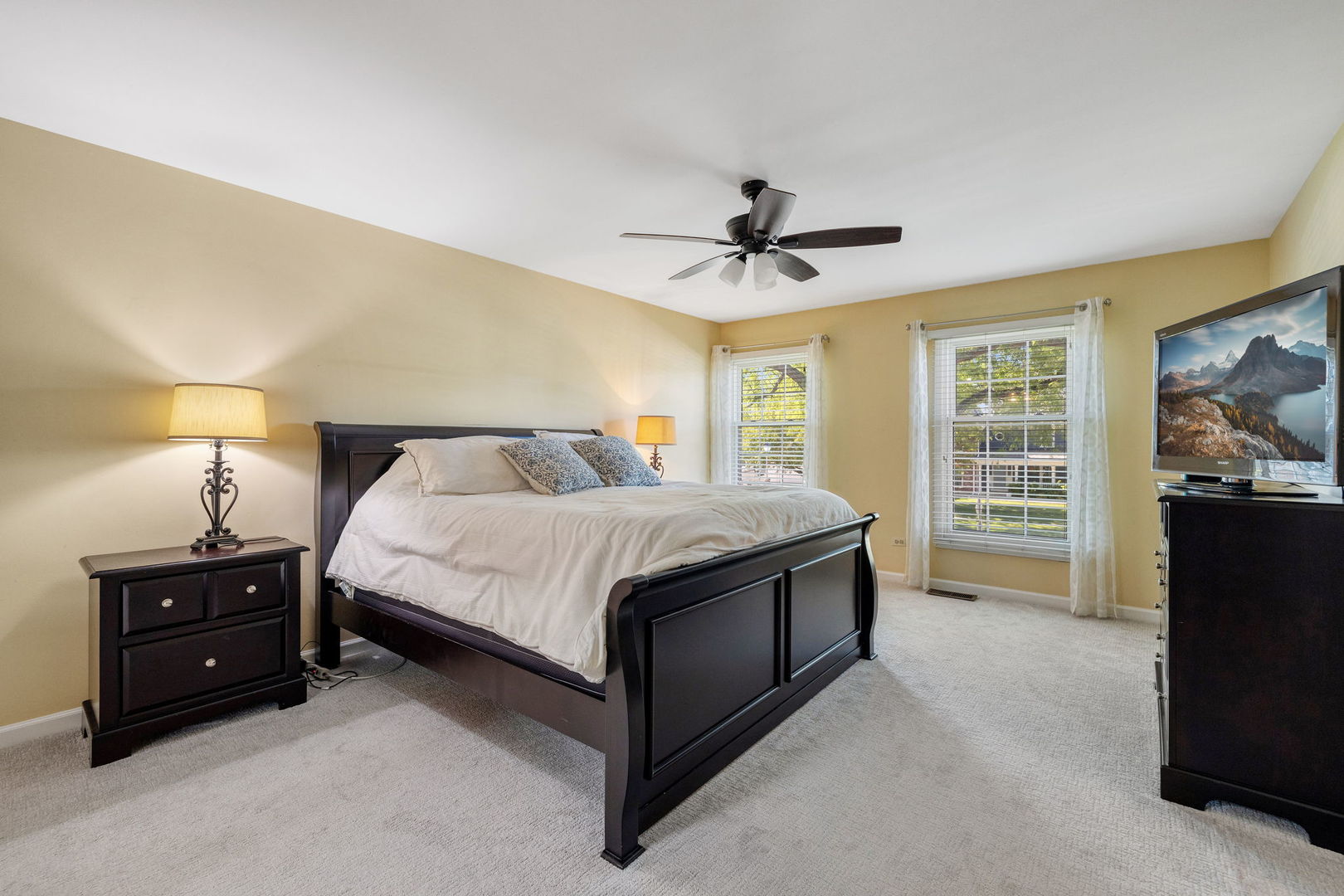 453 Brighton Drive Wheaton, IL 60189 - Photo 32 of 40 a spacious bedroom with a bed and a tv