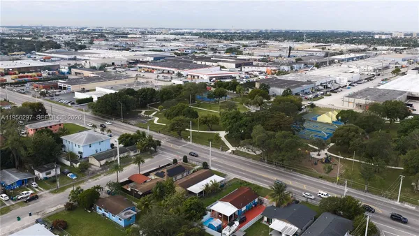 an aerial view of a city