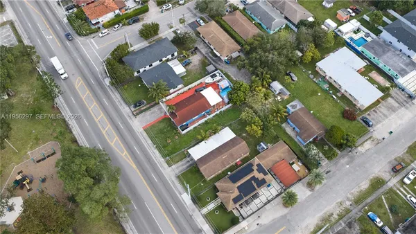 an aerial view of a house