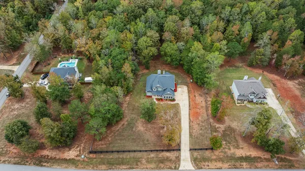 an aerial view of a house