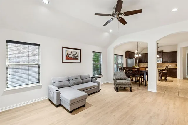 a living room with furniture