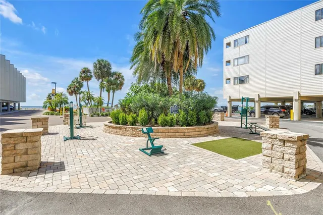 a view of a building with trees